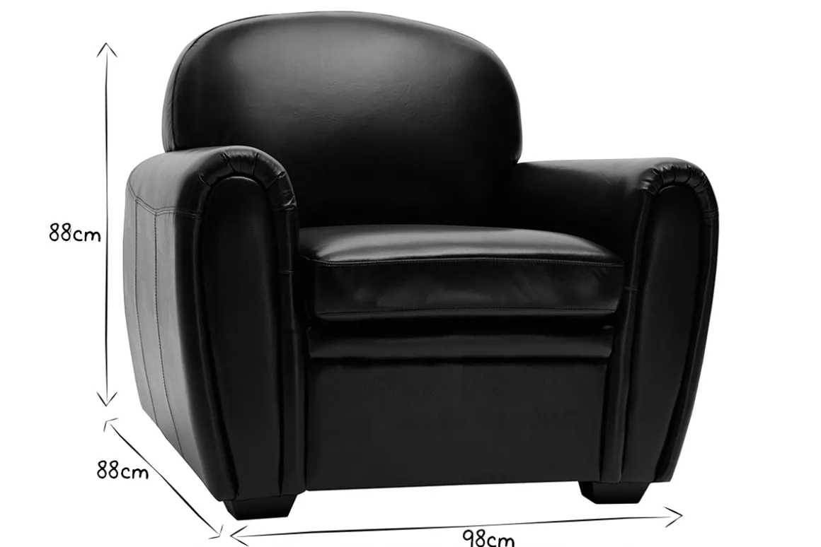 Sale Miliboo Sillón de piel vintage marrón CLUB
