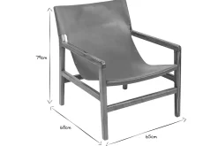 Cheap Miliboo Sillón de teca y cuero marrón claro CHILLY