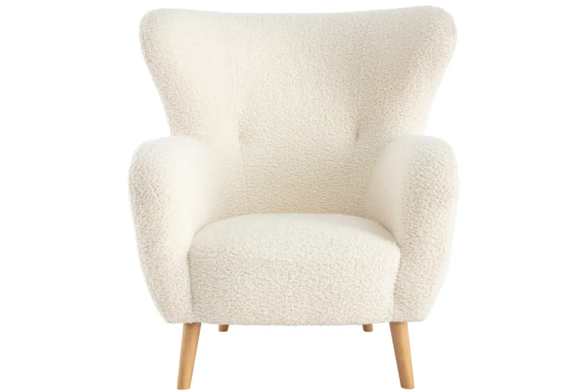 Online Miliboo Sillón de tejido blanco efecto lana rizada KORO