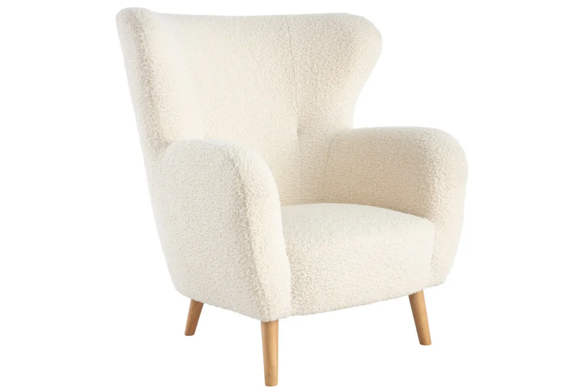 Online Miliboo Sillón de tejido blanco efecto lana rizada KORO