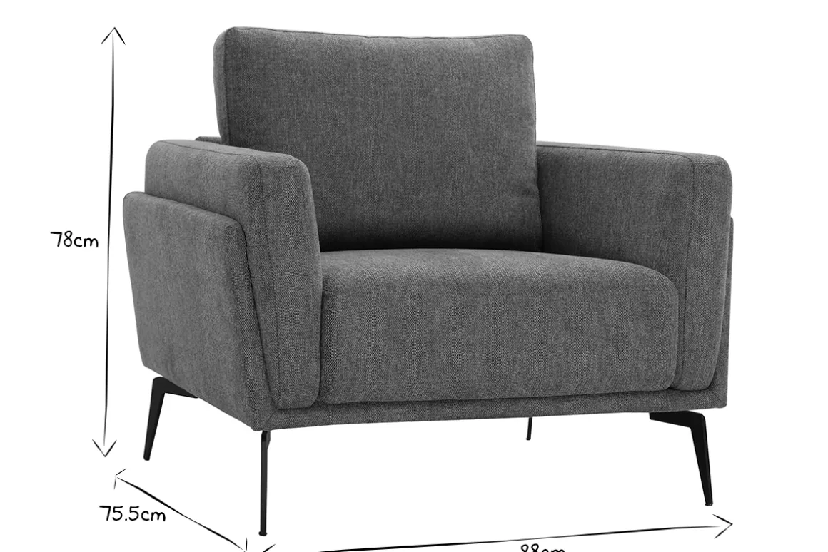 Best Sale Miliboo Sillón de tejido efecto aterciopelado texturizado gris MOSCO