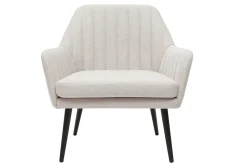 New Miliboo Sillón de tejido efecto aterciopelado texturizado beige y metal GASTON