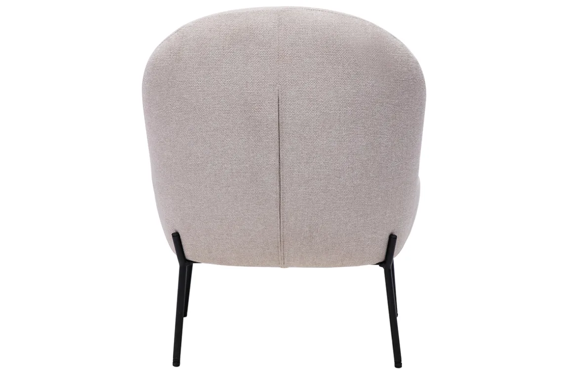 Flash Sale Miliboo Sillón de tejido efecto aterciopelado texturizado beige y metal negro BELEY