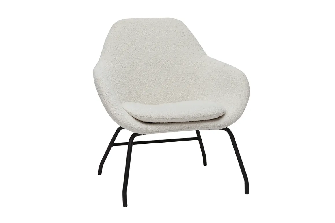 Online Miliboo Sillón de tejido efecto borreguillo color crudo y metal negro MAYNE