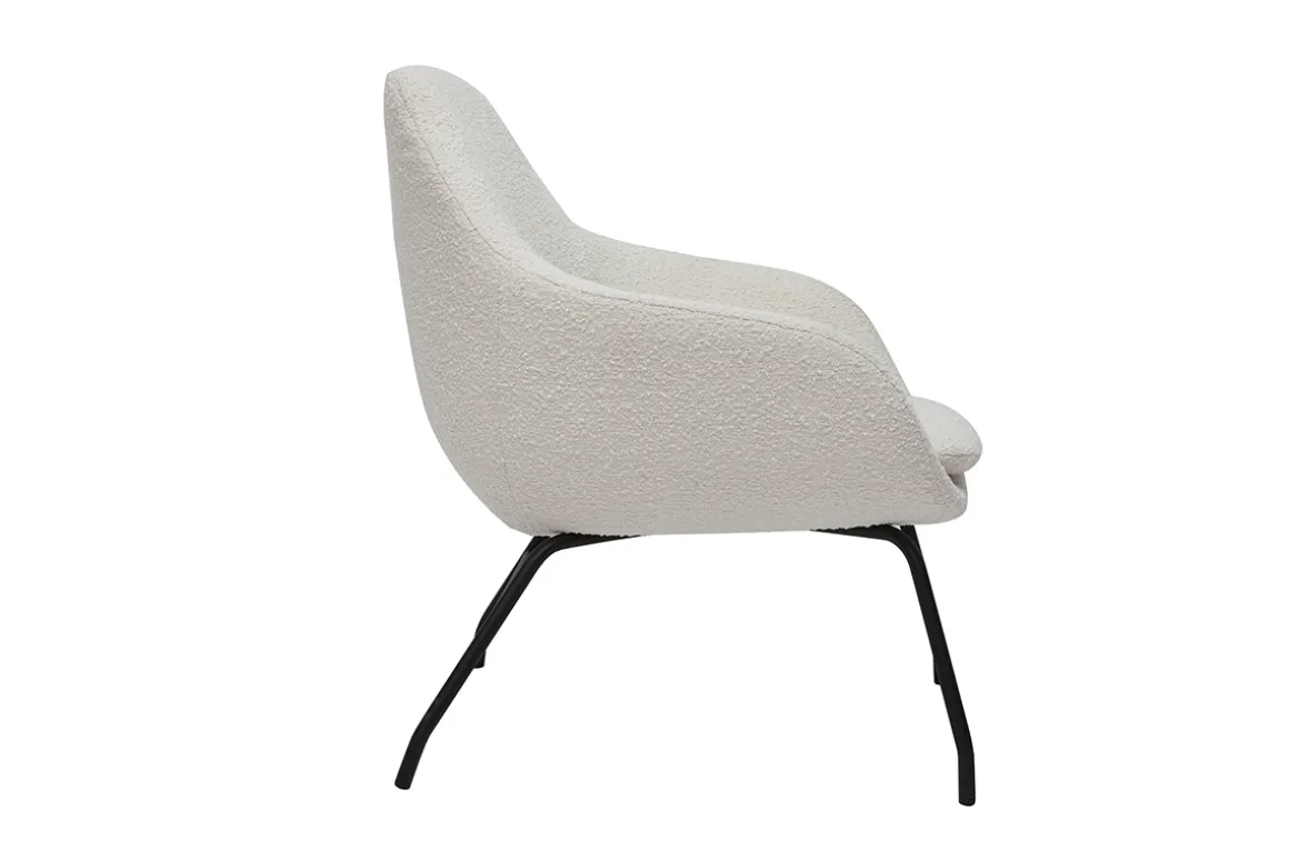 Online Miliboo Sillón de tejido efecto borreguillo color crudo y metal negro MAYNE