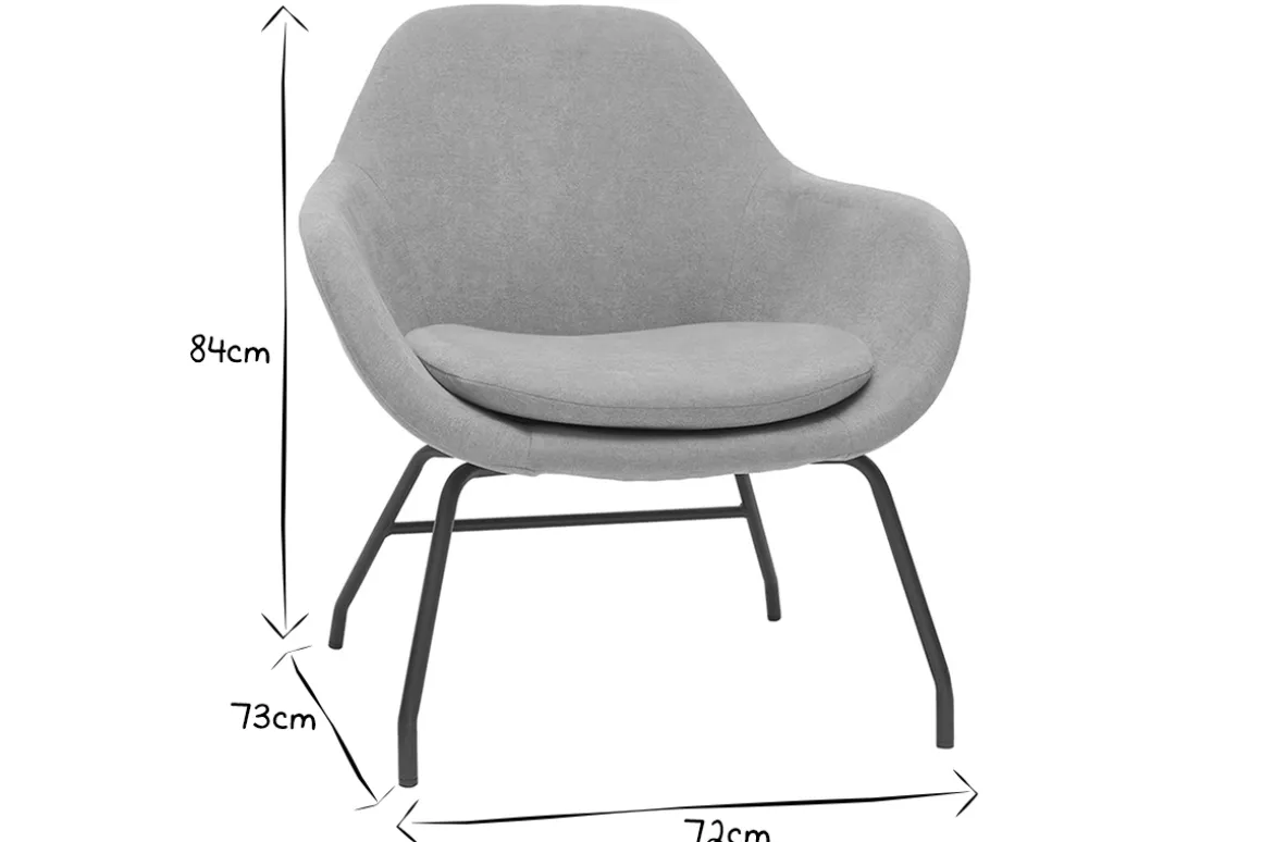 Online Miliboo Sillón de tejido efecto borreguillo color crudo y metal negro MAYNE