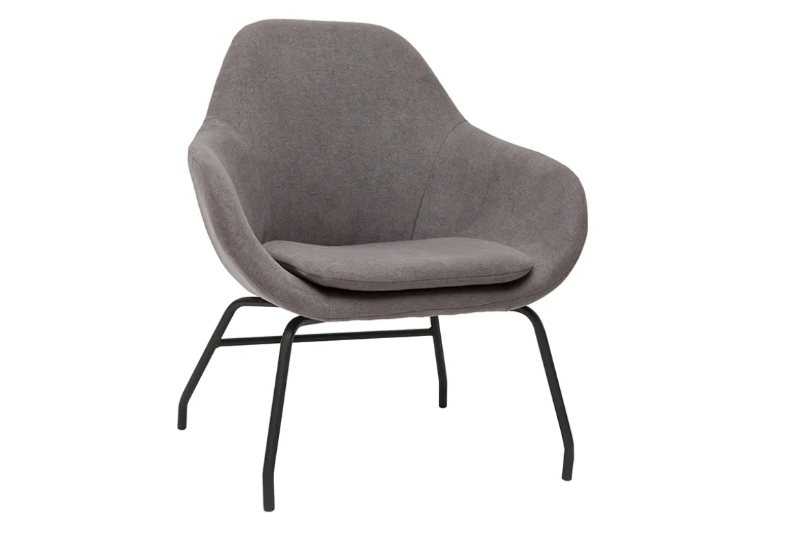 Cheap Miliboo Sillón de tela efecto aterciopelado gris y metal negro MAYNE