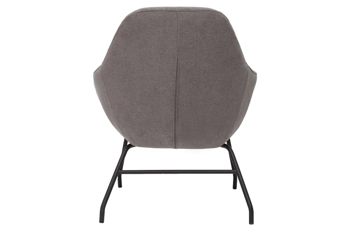Cheap Miliboo Sillón de tela efecto aterciopelado gris y metal negro MAYNE