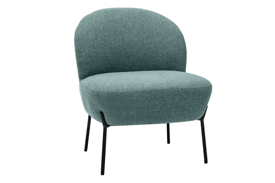 Cheap Miliboo Sillón de tela verde grisáceo y metal negro BELEY
