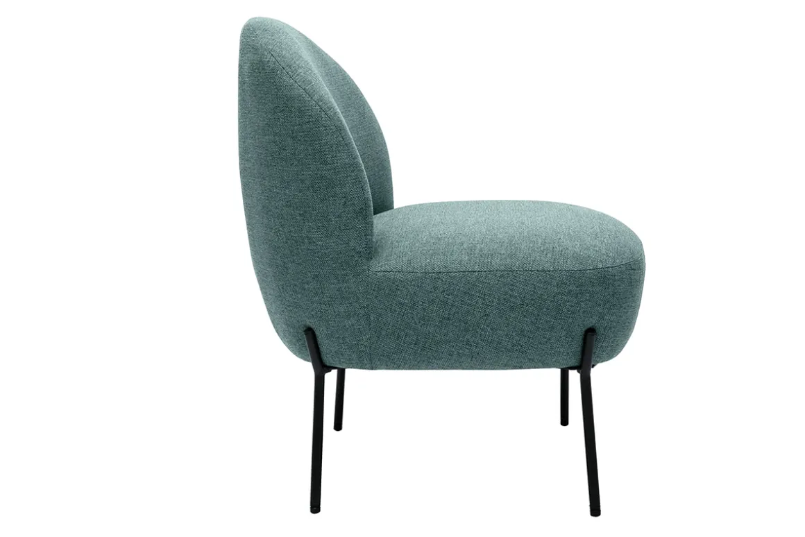 Cheap Miliboo Sillón de tela verde grisáceo y metal negro BELEY
