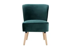 Online Miliboo Sillón de terciopelo azul petróleo y madera clara KAHLO