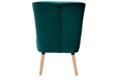 Online Miliboo Sillón de terciopelo azul petróleo y madera clara KAHLO