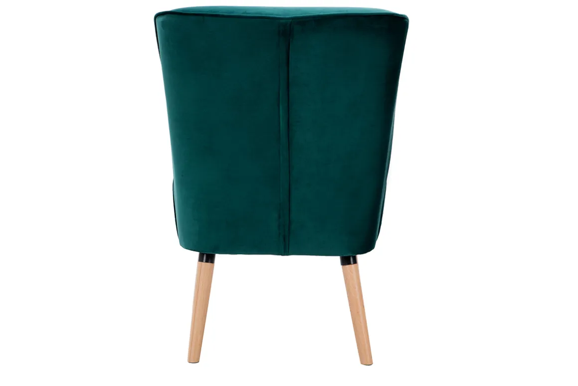 Online Miliboo Sillón de terciopelo azul petróleo y madera clara KAHLO