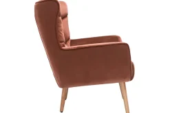 Outlet Miliboo Sillón de terciopelo rojo y madera maciza de caucho AVERY