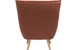 Outlet Miliboo Sillón de terciopelo rojo y madera maciza de caucho AVERY