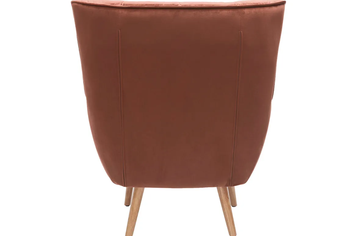 Outlet Miliboo Sillón de terciopelo rojo y madera maciza de caucho AVERY