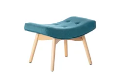 Hot Miliboo Sillón diseño escandinavo y reposapiés azul petróleo y madera clara BRISTOL