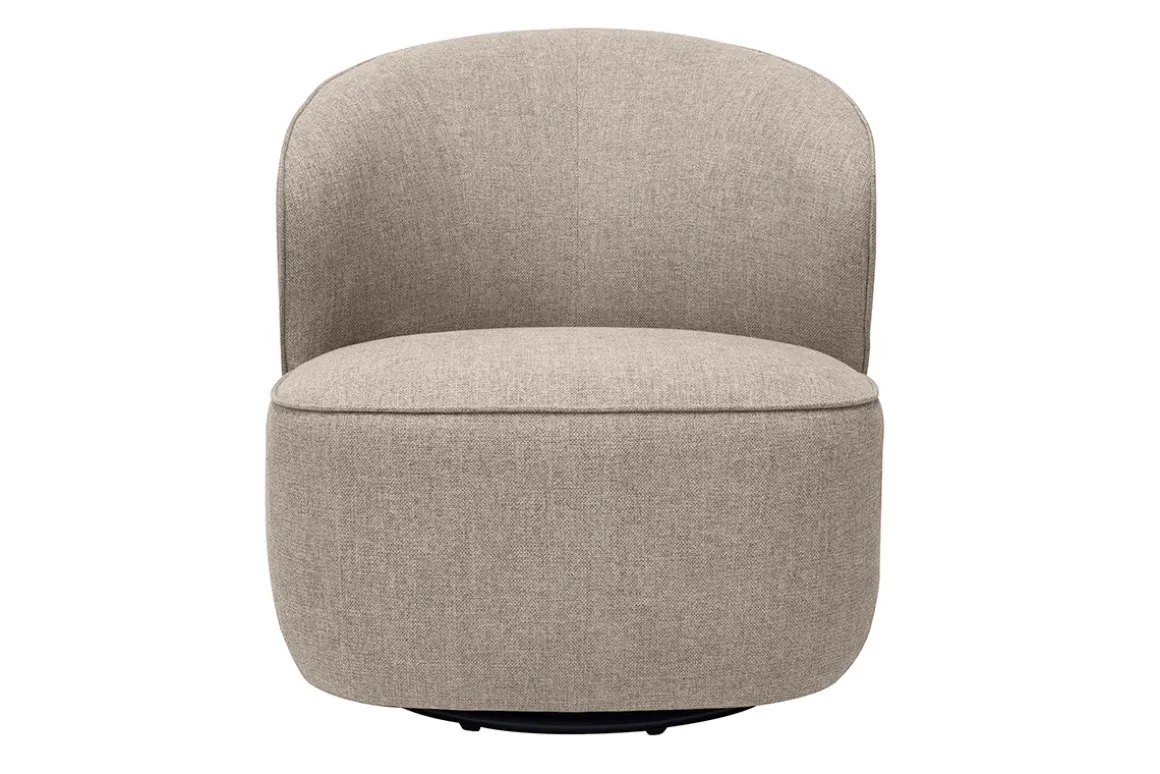 Flash Sale Miliboo Sillón diseño giratorio de tela efecto terciopelo texturizado color topo AMBER