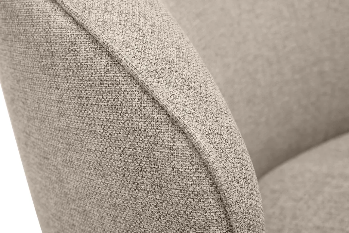 Flash Sale Miliboo Sillón diseño giratorio de tela efecto terciopelo texturizado color topo AMBER