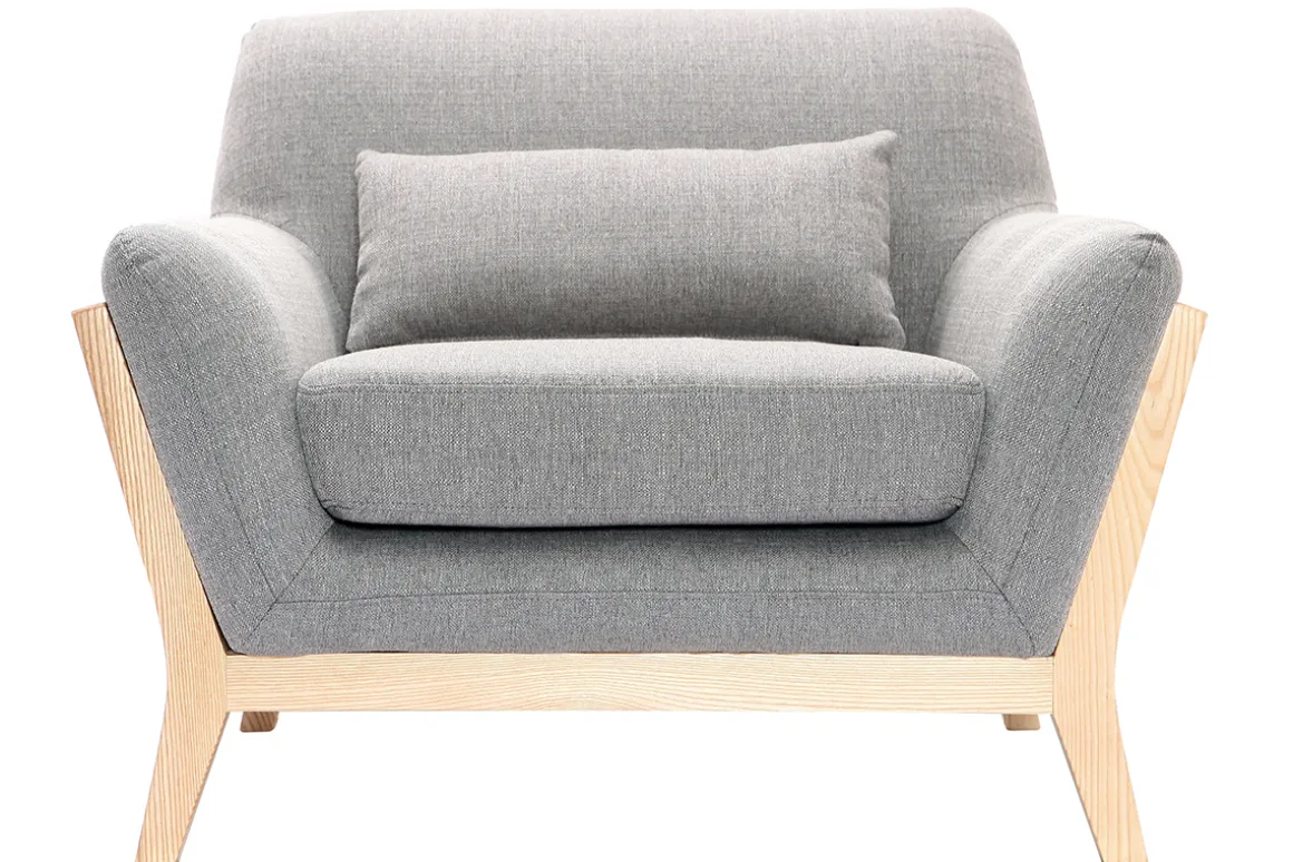 Outlet Miliboo Sillón diseño gris patas madera YOKO