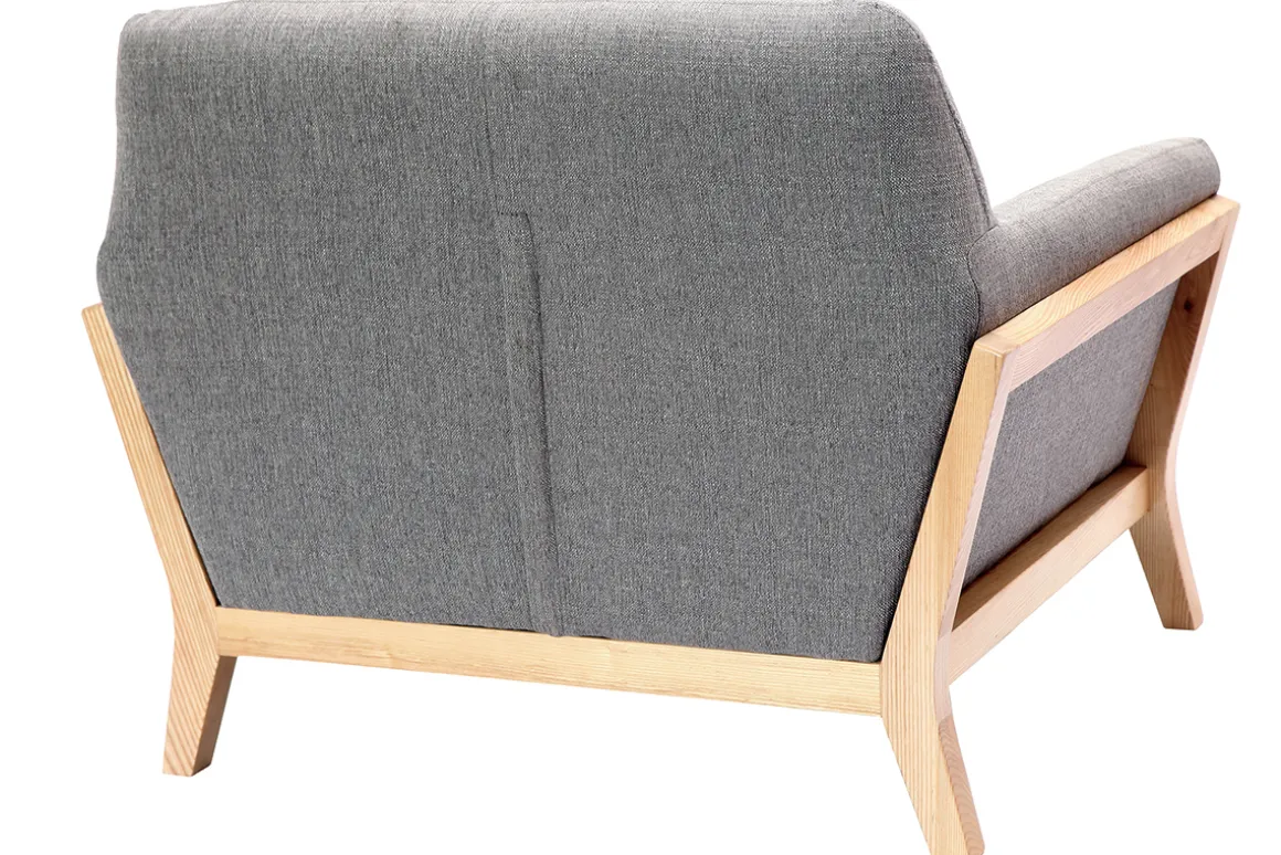 Outlet Miliboo Sillón diseño gris patas madera YOKO