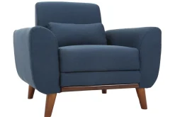 New Miliboo Sillón diseño tejido azul y patas nogal EKTOR