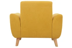 Store Miliboo Sillón diseño tejido efecto terciopelo amarillo mostaza y patas roble EKTOR