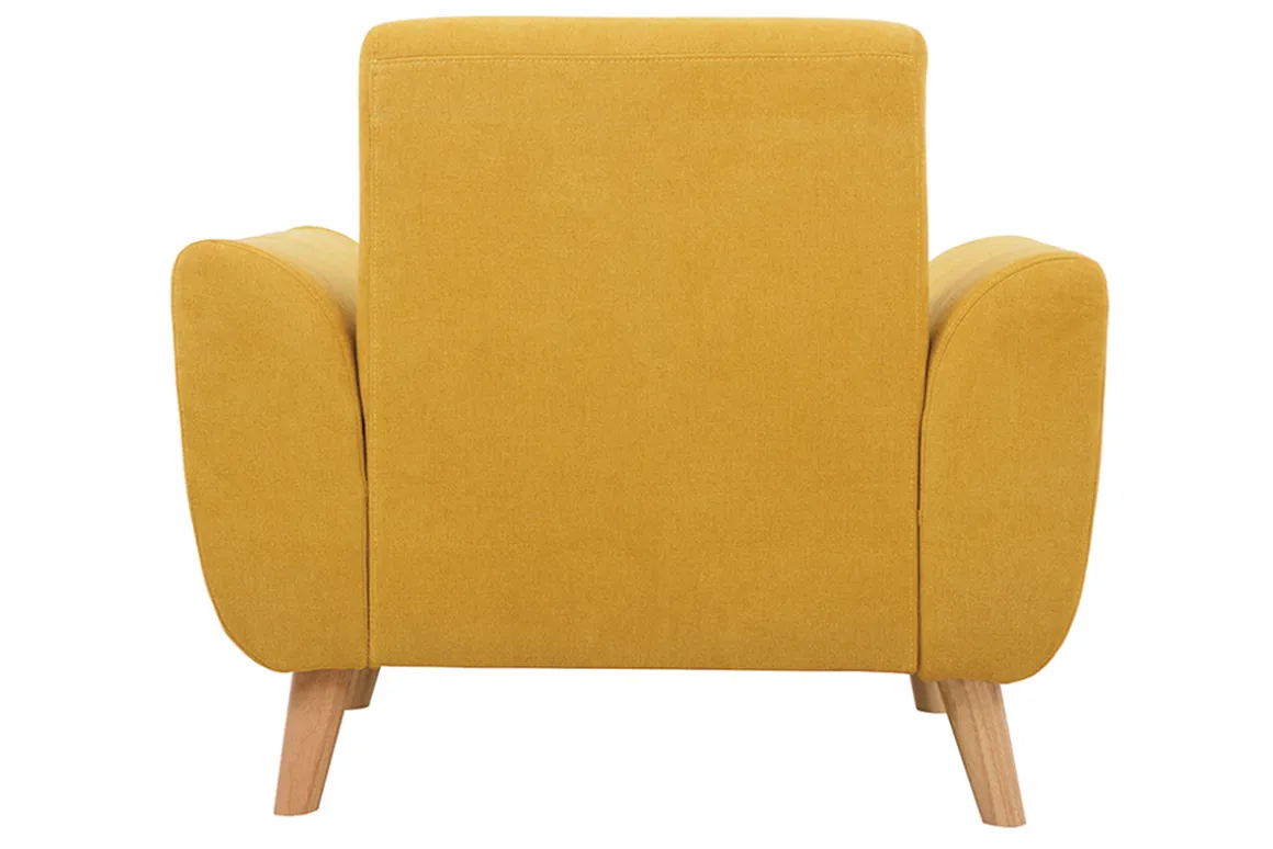 Store Miliboo Sillón diseño tejido efecto terciopelo amarillo mostaza y patas roble EKTOR