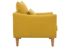 New Miliboo Sillón diseño tejido efecto terciopelo amarillo mostaza y roble KATE