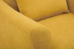 New Miliboo Sillón diseño tejido efecto terciopelo amarillo mostaza y roble KATE