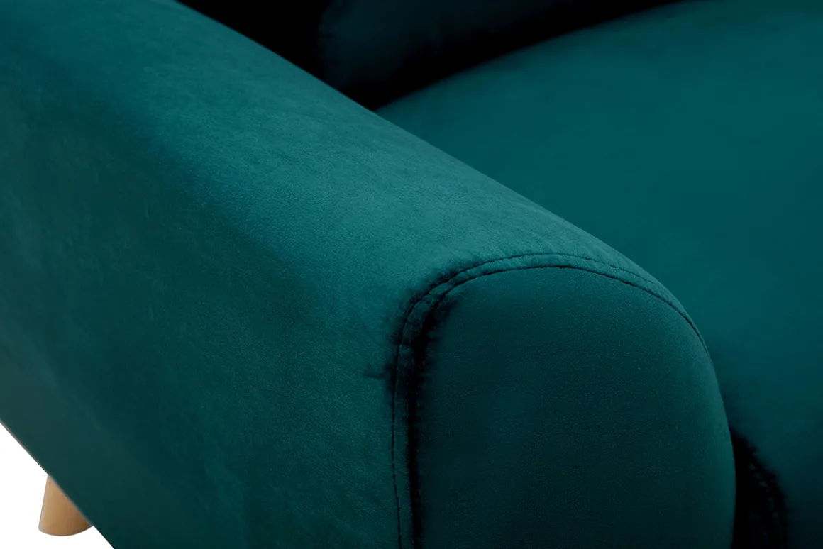 Sale Miliboo Sillón diseño tejido efecto terciopelo azul petróleo y patas roble EKTOR