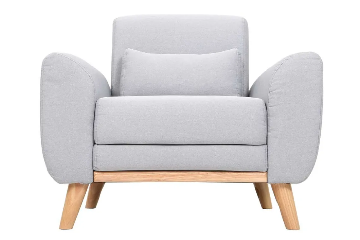 Store Miliboo Sillón diseño tejido gris y roble EKTOR