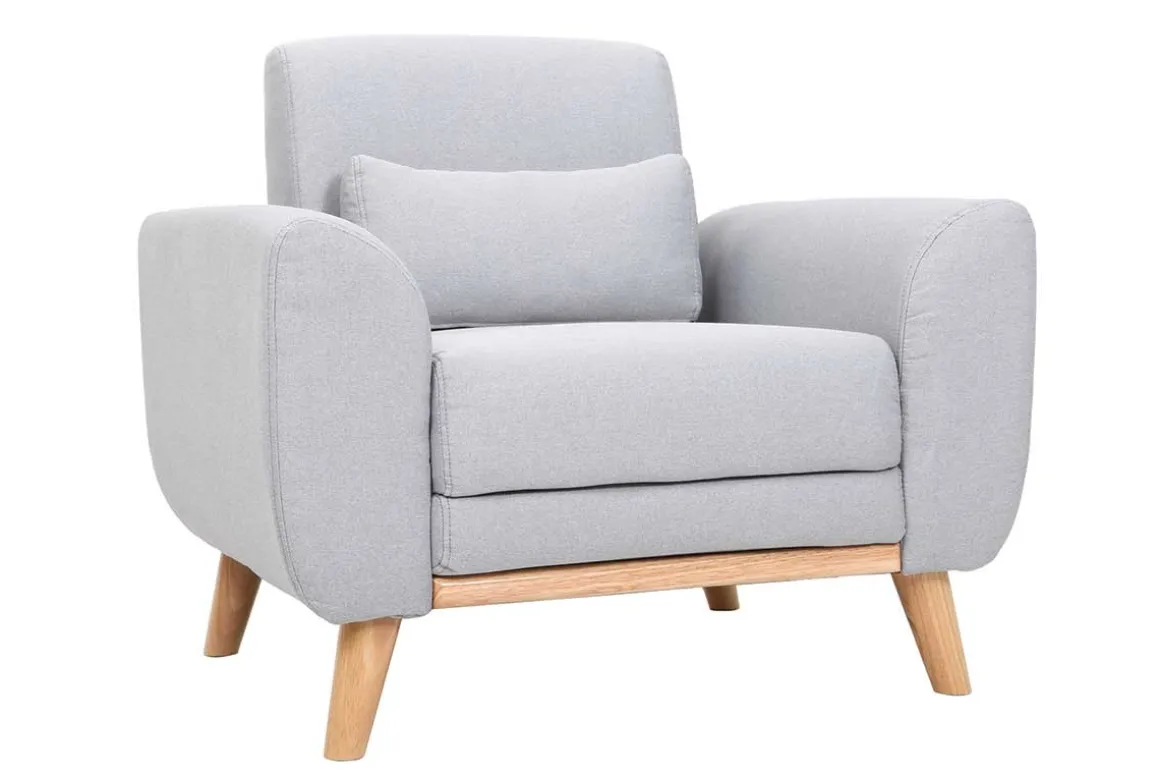 Store Miliboo Sillón diseño tejido gris y roble EKTOR