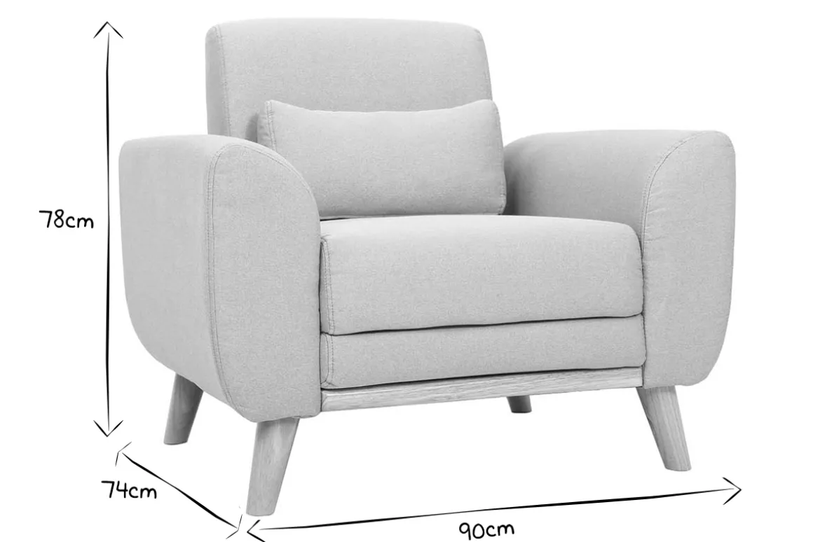 Store Miliboo Sillón diseño tejido gris y roble EKTOR