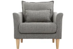 Shop Miliboo Sillón diseño tejido gris y y roble KATE