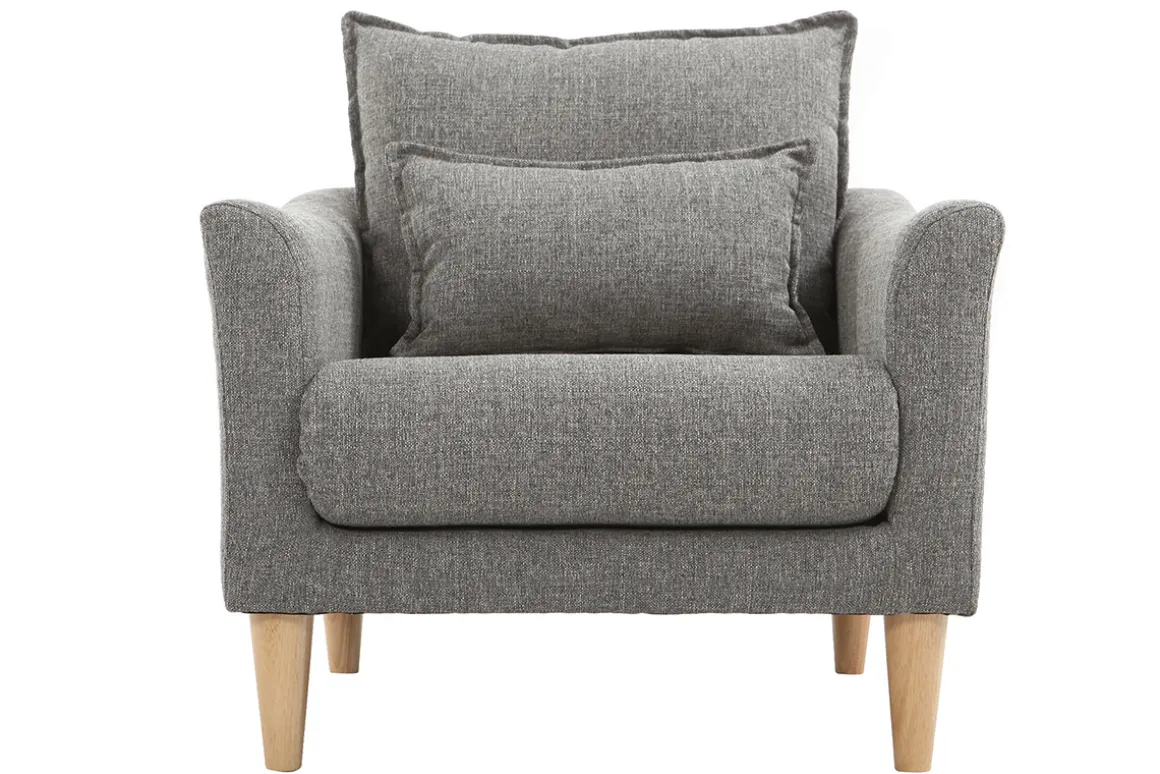 Shop Miliboo Sillón diseño tejido gris y y roble KATE