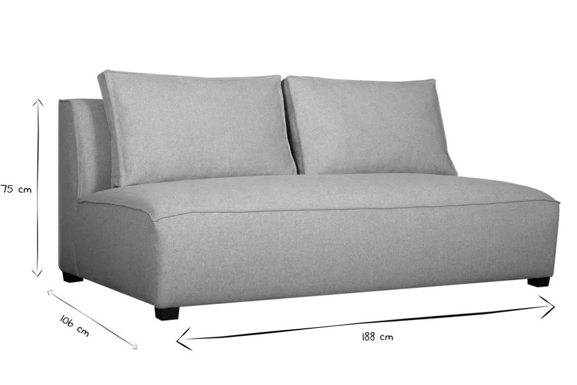 Discount Miliboo Sillón doble moderno en tejido gris claro PLURIEL
