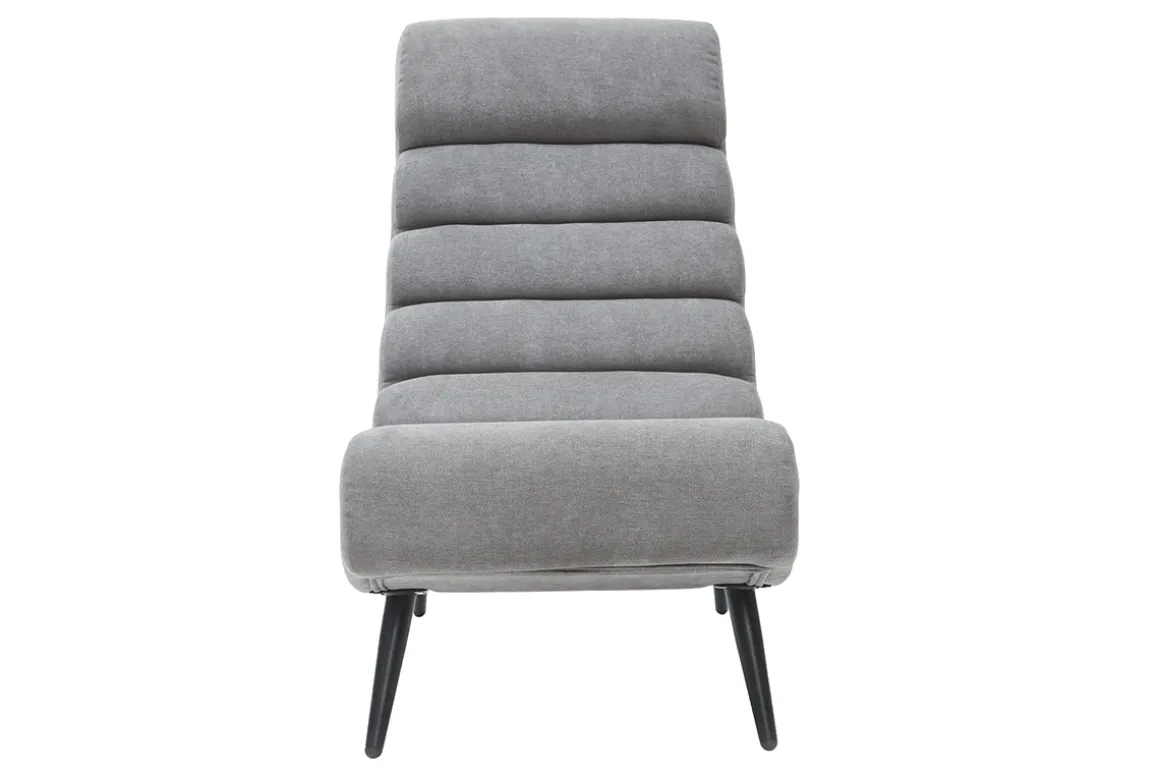 New Miliboo Sillón efecto terciopelo gris y metal negro TAYLOR