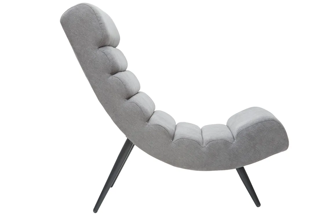 New Miliboo Sillón efecto terciopelo gris y metal negro TAYLOR