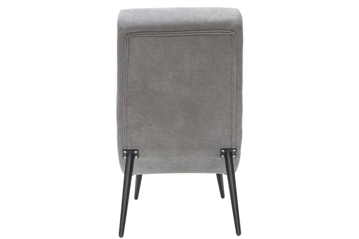 New Miliboo Sillón efecto terciopelo gris y metal negro TAYLOR