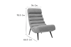 New Miliboo Sillón efecto terciopelo gris y metal negro TAYLOR