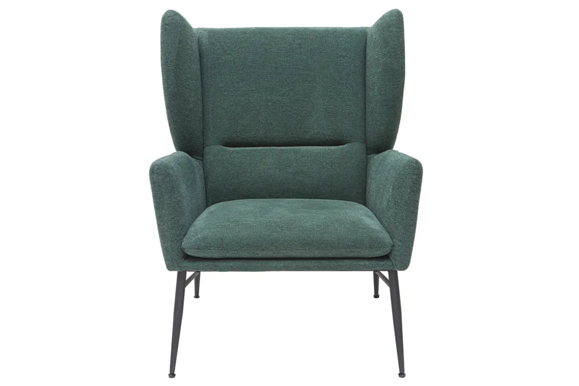 Best Sale Miliboo Sillón en metal y tejido efecto terciopelo verde COME