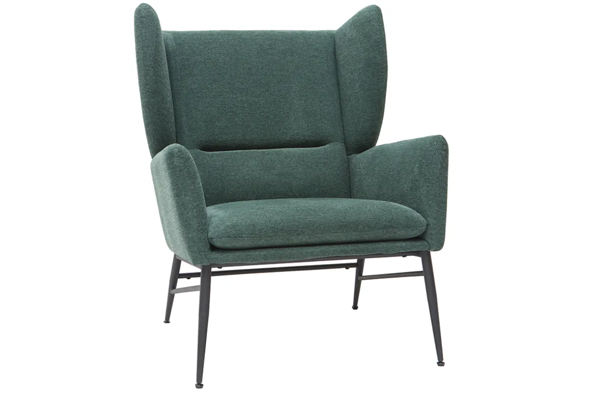 Best Sale Miliboo Sillón en metal y tejido efecto terciopelo verde COME