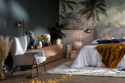 Best Sale Miliboo Sillón en metal y tejido efecto terciopelo verde COME