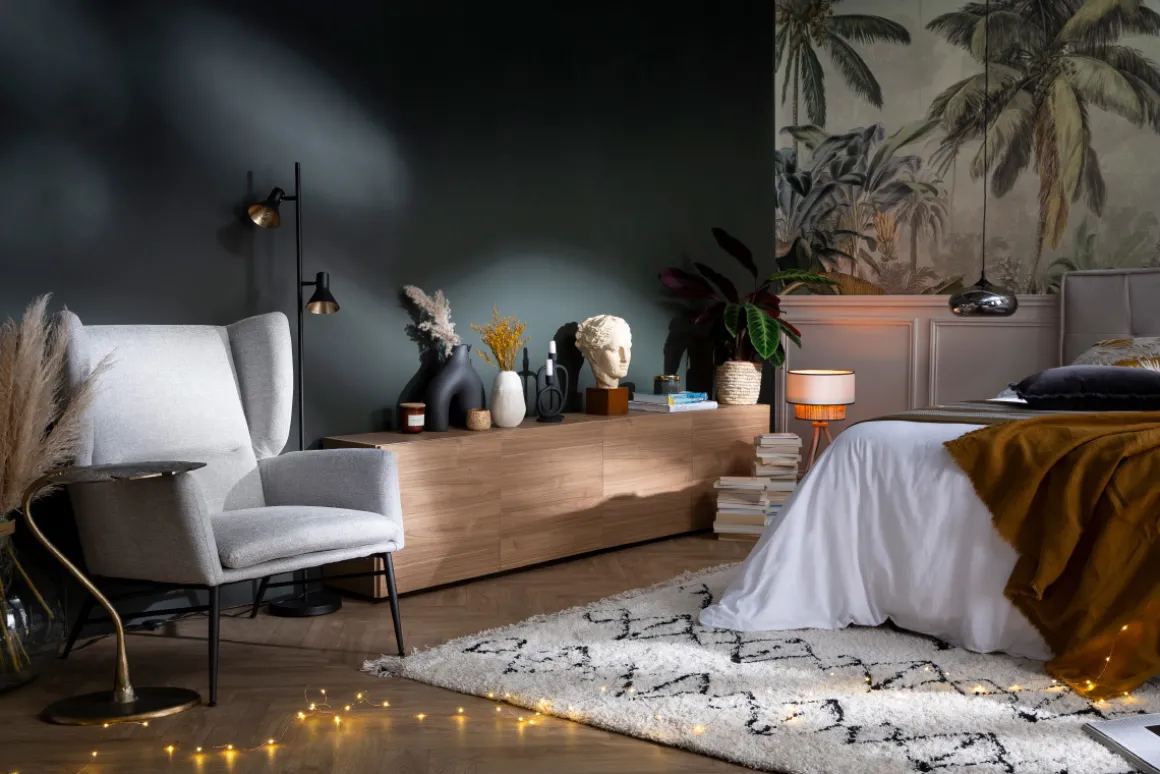 Best Sale Miliboo Sillón en metal y tejido efecto terciopelo verde COME