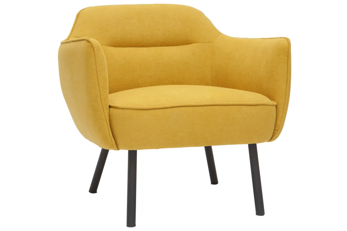 Best Sale Miliboo Sillón en tejido efecto terciopelo amarillo mostaza LAURENS