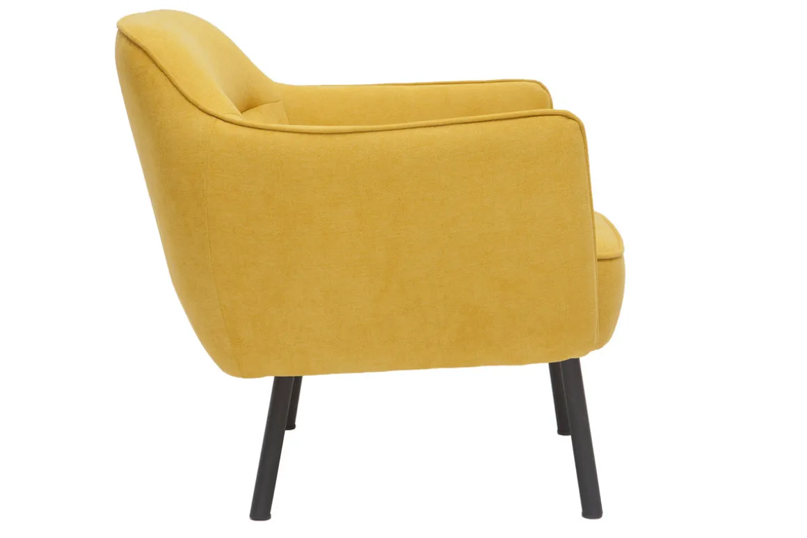 Best Sale Miliboo Sillón en tejido efecto terciopelo amarillo mostaza LAURENS
