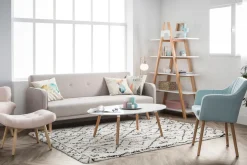 Best Sale Miliboo Sillón escandinavo azul petróleo y patas roble ALEYNA