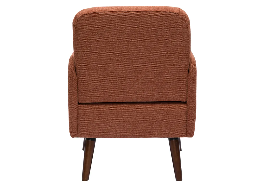 Shop Miliboo Sillón escandinavo de terciopelo texturizado en color tierra quemada y madera oscura ISKO