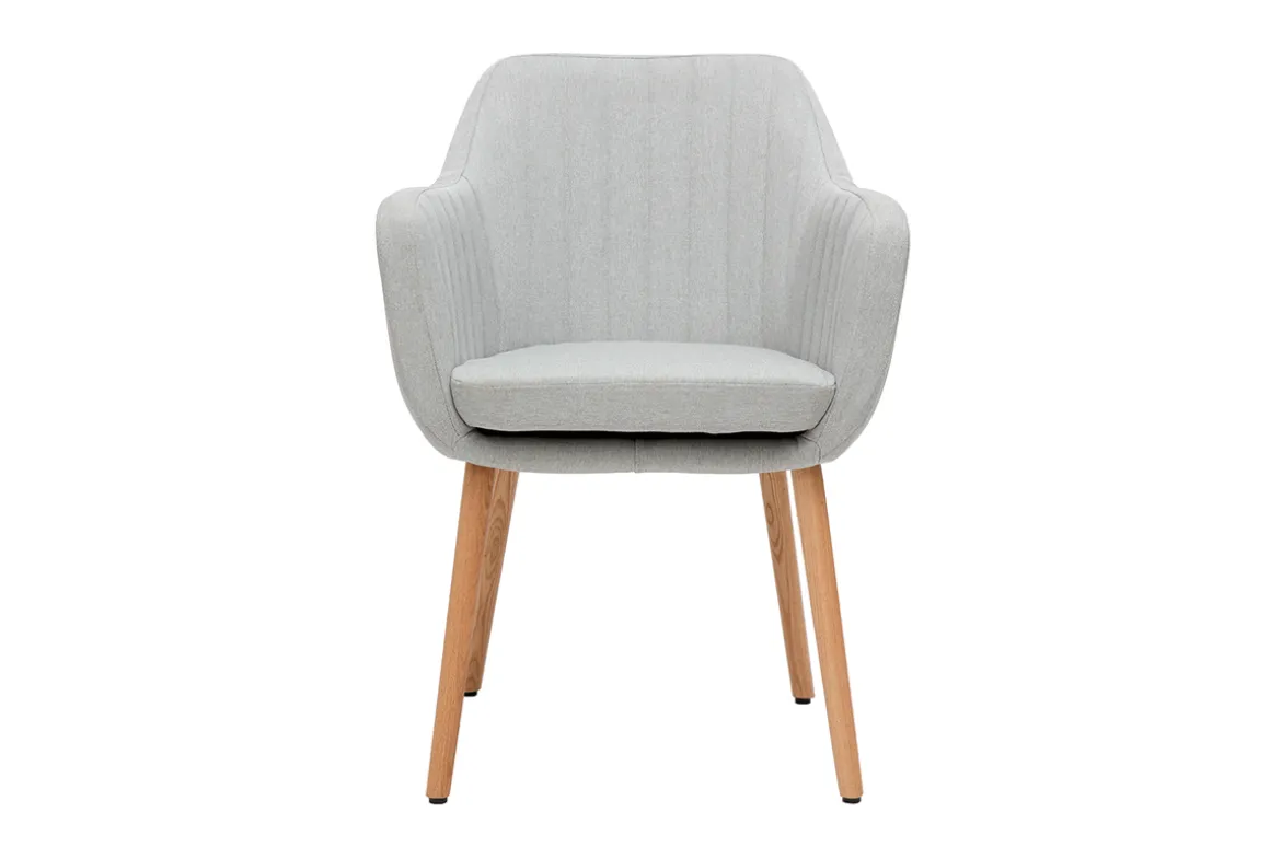 New Miliboo Sillón escandinavo gris claro y patas roble ALEYNA